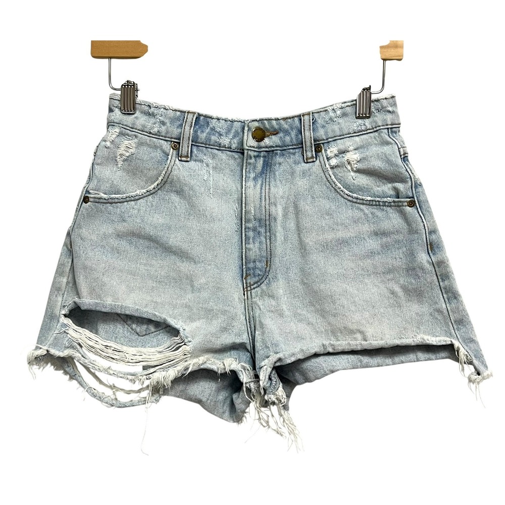 Rolla's Dusters Denim Shorts Womens 26 Blue High Rise Distressed Shredded Cutoff